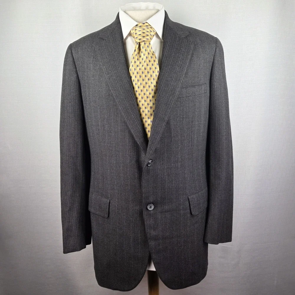Brooks Brothers Golden Fleece Charcoal Gray Pinstripe‎ Sport Coat USA Men's 42L